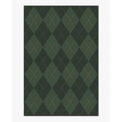 Oliver Argyle Forest Green Flatwoven Rug - 185 x 275 cm - Rug + Pad System