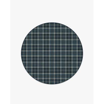 Dress Stewart Tartan Navy Flatwoven Rug - 185 Round cm - Rug + Pad System