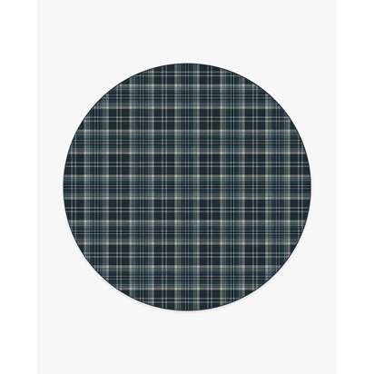Dress Stewart Tartan Navy Flatwoven Rug - 245 Round cm - Rug + Pad System