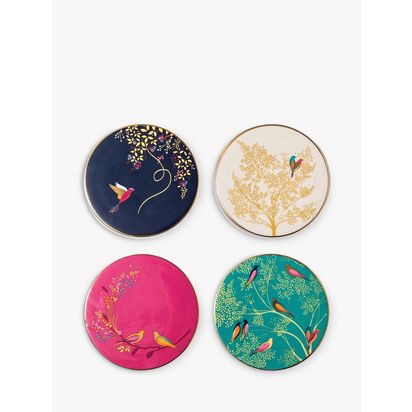 Sara Miller Chelsea Collection Fine China Round Coasters, Set of 4 Multi | H0.8 x Dia.10cm
