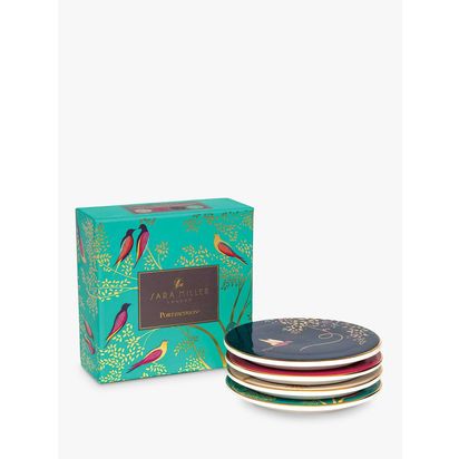 Sara Miller Chelsea Collection Fine China Round Coasters, Set of 4 Multi | H0.8 x Dia.10cm