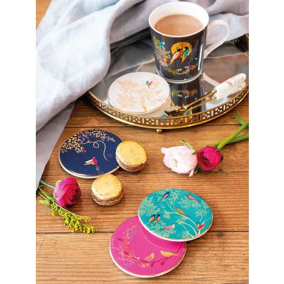 Sara Miller Chelsea Collection Fine China Round Coasters, Set of 4 Multi | H0.8 x Dia.10cm