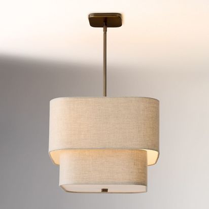 Aleena 41 cm Pendant, Natural Linen, Oil Rubbed Bronze