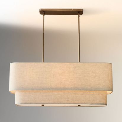 Aleena 91 cm Linear Chandelier, Natural Linen, Oil Rubbed Bronze