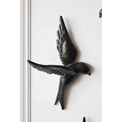 Set Of 4 Black Bird Wall Ornaments