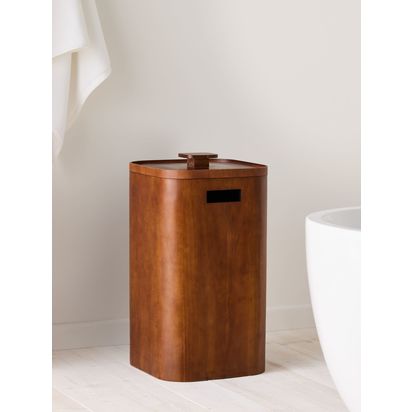 John Lewis Mid-Century Laundry Hamper, FSC-Certified (Acacia Wood), Brown Acacia Wood | H61 x W35 x D35cm