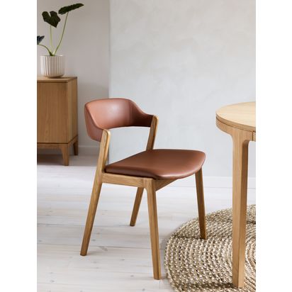 John Lewis Santino Dining Chair, Bianco Oil Oak Cognac | H78 x W56.5 x D60cm