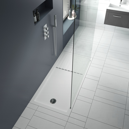 Drench MineralStone Walk In Shower Tray with Draining Area - 1400 x 800