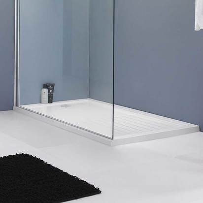 Drench MineralStone Walk In Shower Tray with Draining Area - 1400 x 800