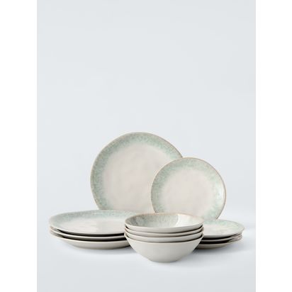 John Lewis Cove Stoneware Dinnerware, 12 Piece, Pale Green Pale Green