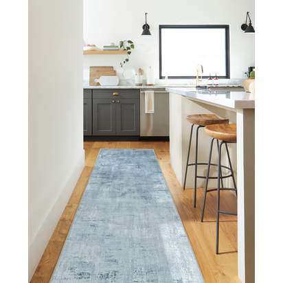 Impasto Slate Blue Flatwoven Rug - 150 x 215 cm - Rug + Pad System