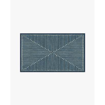 Inkdrop Lapis Blue Flatwoven Rug by Jonathan Adler - 90 x 150 cm - Rug + Pad System