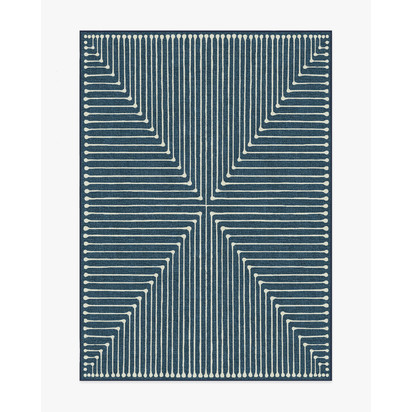 Inkdrop Lapis Blue Flatwoven Rug by Jonathan Adler - 150 x 215 cm - Rug + Pad System