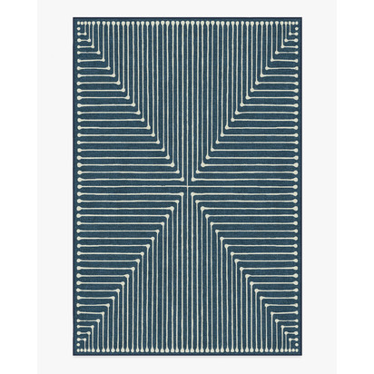 Inkdrop Lapis Blue Flatwoven Rug by Jonathan Adler - 185 x 275 cm - Rug + Pad System