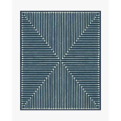 Inkdrop Lapis Blue Flatwoven Rug by Jonathan Adler - 245 x 305 cm - Rug + Pad System
