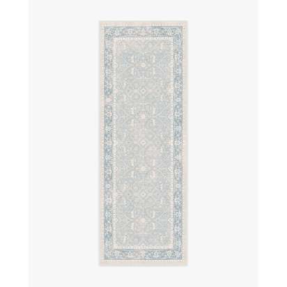 Celestine Soft Blue Flatwoven Rug - 75 x 215 cm - Rug + Pad System