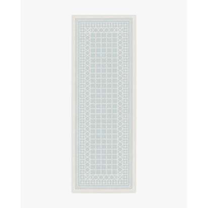 Palm Beach Powder Blue Flatwoven Rug by Gray Malin - 75 x 215 cm - Rug + Pad System