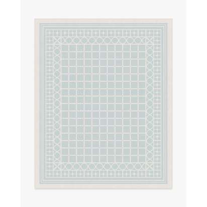 Palm Beach Powder Blue Flatwoven Rug by Gray Malin - 245 x 305 cm - Rug + Pad System