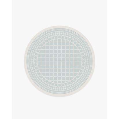 Palm Beach Powder Blue Flatwoven Rug by Gray Malin - 185 Round cm - Rug + Pad System