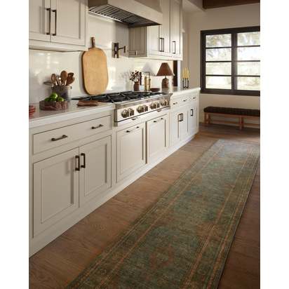 Rowan Teal Blue & Copper Flatwoven Rug - 245 x 305 cm - Rug + Pad System