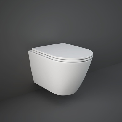 RAK Resort Rimless Wall Hung Toilet with Hidden Fixings & Slimline Soft Close Toilet Seat
