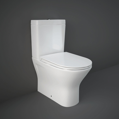 RAK Resort Maxi Comfort Height Rimless Full Back to Wall Toilet & Slimline Soft Close Seat