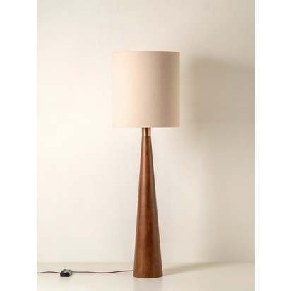 Baneza - aged brass and wood cone floor lamp