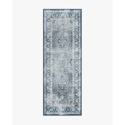 Kamran Admiral Blue Flatwoven Rug - 75 x 215 cm - Rug + Pad System
