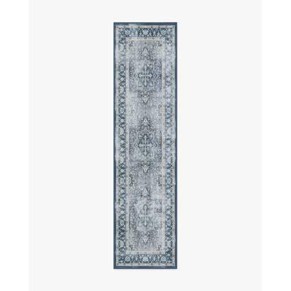 Kamran Admiral Blue Flatwoven Rug - 75 x 305 cm - Rug + Pad System
