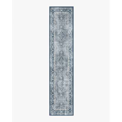 Kamran Admiral Blue Flatwoven Rug - 75 x 365 cm - Rug + Pad System