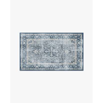 Kamran Admiral Blue Flatwoven Rug - 90 x 150 cm - Rug + Pad System