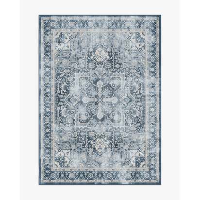 Kamran Admiral Blue Flatwoven Rug - 150 x 215 cm - Rug + Pad System