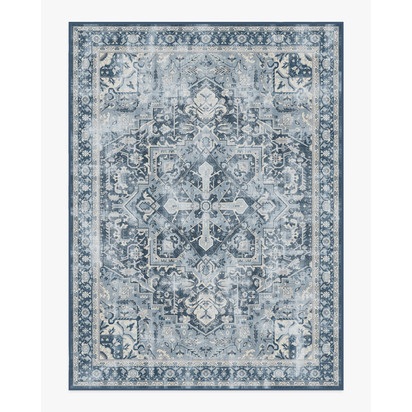 Kamran Admiral Blue Flatwoven Rug - 275 x 365 cm - Rug + Pad System