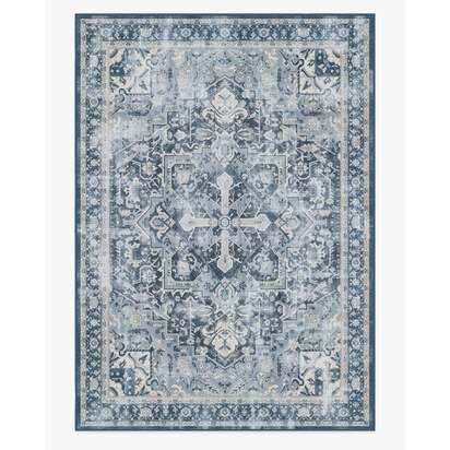 Kamran Admiral Blue Flatwoven Rug - 305 x 425 cm - Rug + Pad System