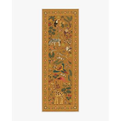 Jingle Jungle Ochre Flatwoven Rug by Iris Apfel - 75 x 215 cm - Rug + Pad System