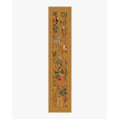 Jingle Jungle Ochre Flatwoven Rug by Iris Apfel - 75 x 365 cm - Rug + Pad System