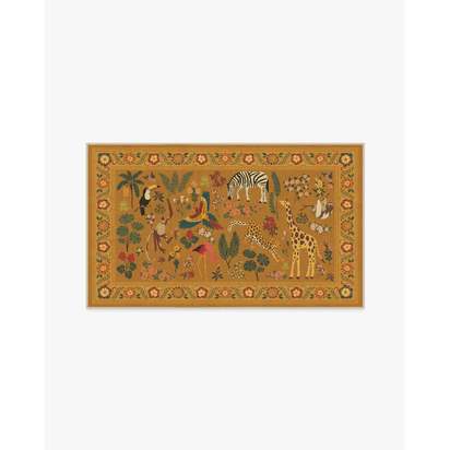 Jingle Jungle Ochre Flatwoven Rug by Iris Apfel - 90 x 150 cm - Rug + Pad System