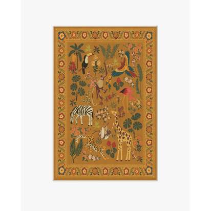 Jingle Jungle Ochre Flatwoven Rug by Iris Apfel - 120 x 185 cm - Rug + Pad System