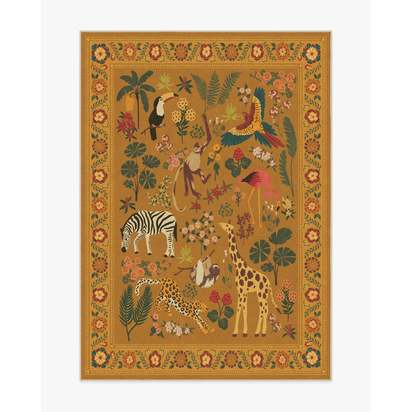 Jingle Jungle Ochre Flatwoven Rug by Iris Apfel - 150 x 215 cm - Rug + Pad System