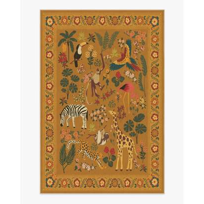Jingle Jungle Ochre Flatwoven Rug by Iris Apfel - 185 x 275 cm - Rug + Pad System