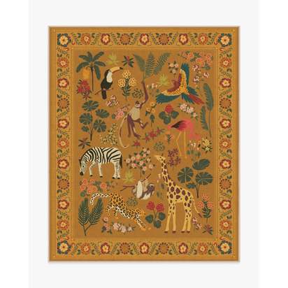 Jingle Jungle Ochre Flatwoven Rug by Iris Apfel - 245 x 305 cm - Rug + Pad System