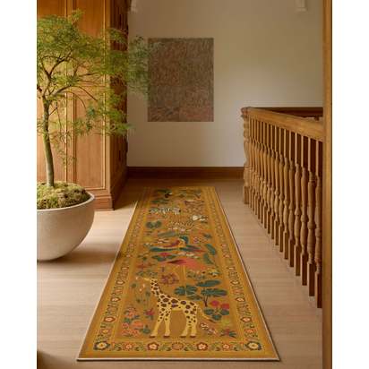Jingle Jungle Ochre Flatwoven Rug by Iris Apfel - 275 x 365 cm - Rug + Pad System