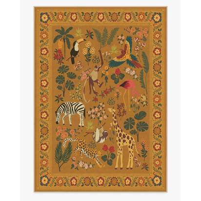Jingle Jungle Ochre Flatwoven Rug by Iris Apfel - 305 x 425 cm - Rug + Pad System