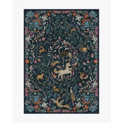 Dreamweaver Blue Multicolour Flatwoven Rug by Iris Apfel - 150 x 215 cm - Rug + Pad System