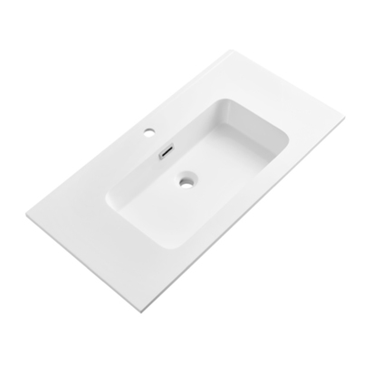 Drench Groove 800mm Fluted Wall Hung Vanity Unit & Matt Stone Basin - Country Oak