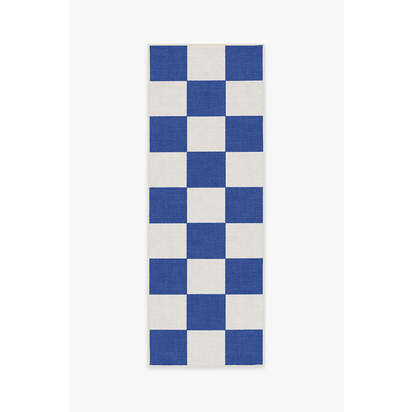 Jaque Checkered Blue Outdoor Rug - 245 x 305 cm - Rug + Pad System