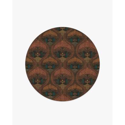 Pluma Rosewood Flatwoven Rug by Matthew Williamson - 185 Round cm - Rug + Pad System