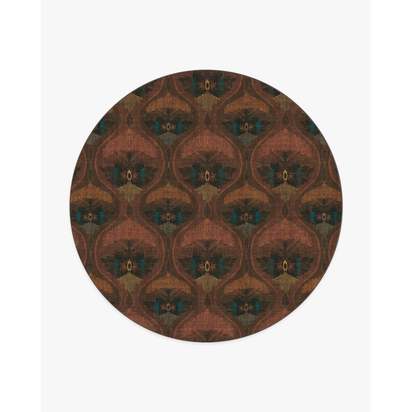 Pluma Rosewood Flatwoven Rug by Matthew Williamson - 245 Round cm - Rug + Pad System