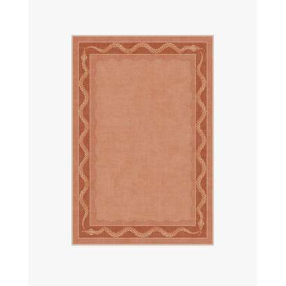 Serpent Border Coral Flatwoven Rug by Matthew Williamson - 120 x 185 cm - Rug + Pad System