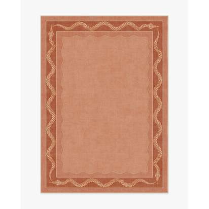 Serpent Border Coral Flatwoven Rug by Matthew Williamson - 150 x 215 cm - Rug + Pad System